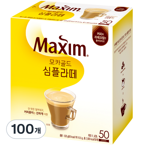 맥심 모카골드 심플라떼 커피믹스, 10.5g, 100개