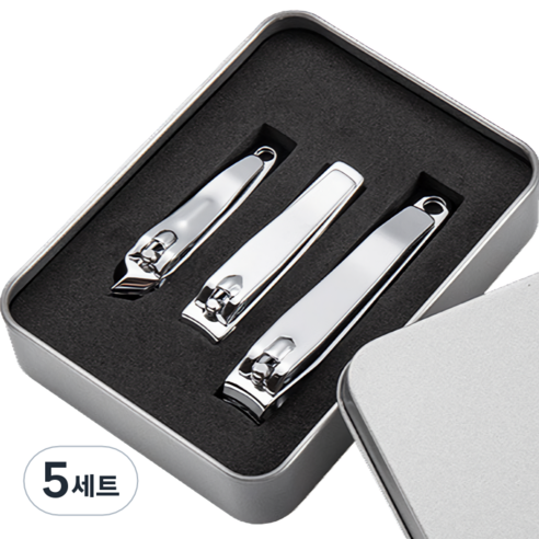 리빙홈디테일 스테인레스 손톱깍이 3종 세트, 실버, 5세트