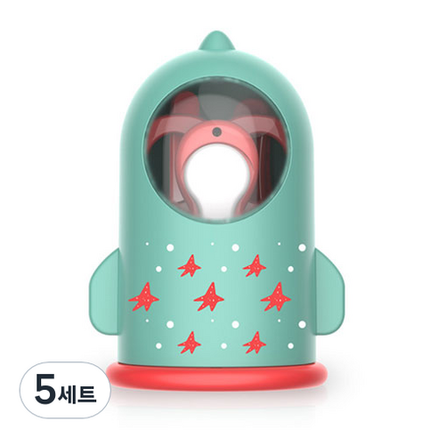 미빌 유아용 재밌는 캐릭터 손톱깍이 세트, 그린로켓, 5세트
