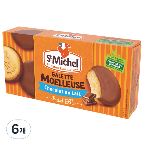 생미쉘 소프트 갈라떼 초콜릿 코팅 6p, 180g, 6개