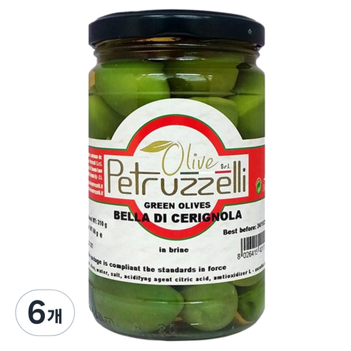 페트루쩰리 그린 카스텔베트라노 올리브, 290g, 6개