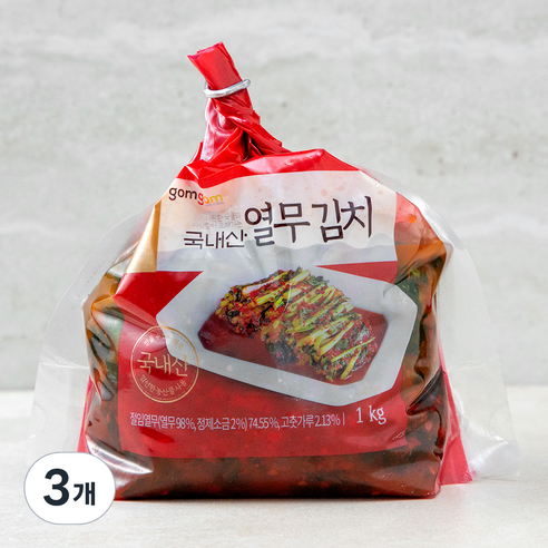곰곰 국내산 열무 김치, 1kg, 3개