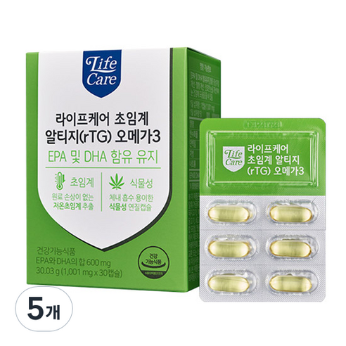 라이프케어 초임계 알티지 오메가3, 30정, 5개