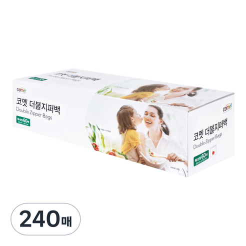 코멧 더블지퍼백 특대형 단일팩, 특대(XL) 이상, 60매, 4개