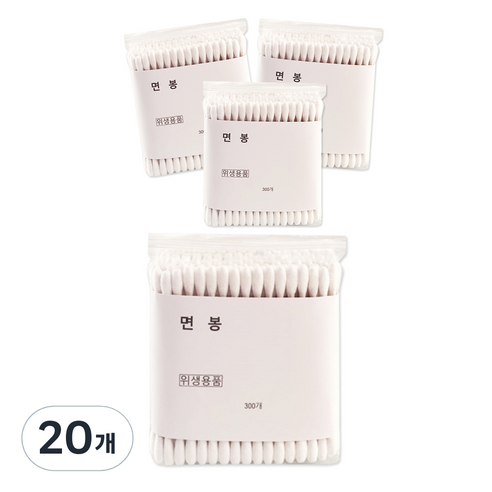 나무 면봉, 300개입, 20개