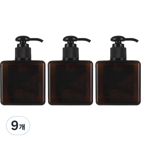샴푸 바디클렌저 펌프 욕실 공병 용기 250ml, 갈색(용기), 9개