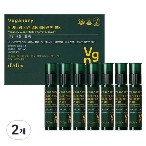 비거너리 달바 비건 멀티비타민 앤 뷰티 7p, 182g, 2개