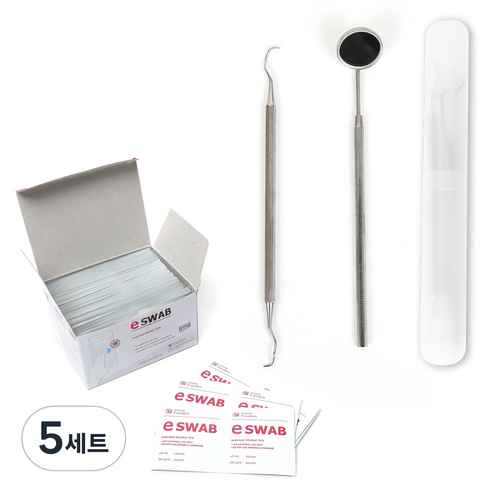 치석 제거기 세트 탐침 B타입 + 치경 + 케이스 + 알콜솜 랜덤발송 100p, 5세트