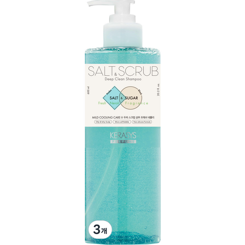 케라시스 두피 스크럽 소금 샴푸 프레쉬 네롤리향, 600ml, 3개