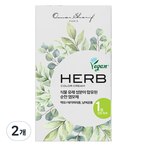 동성제약 허브 칼라크림 염모제, 1호 진한흑색, 2개