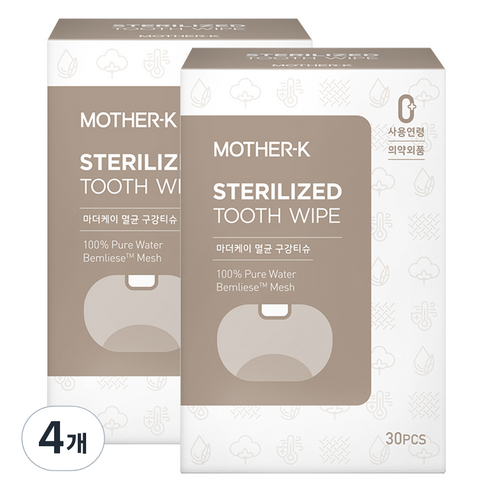 마더케이 유아 멸균 구강티슈 30p, 120g, 4개