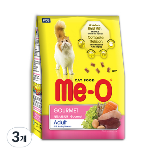 MeO 어덜트용 고양이 고메 건식사료, 1.1kg, 닭, 3개