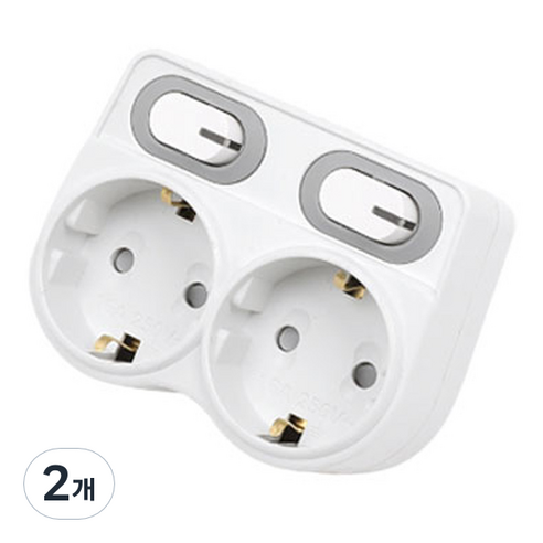 에코파워탭 LED L자 멀티탭 2구 EPM-L402L, 9.1cm, 화이트, 2개