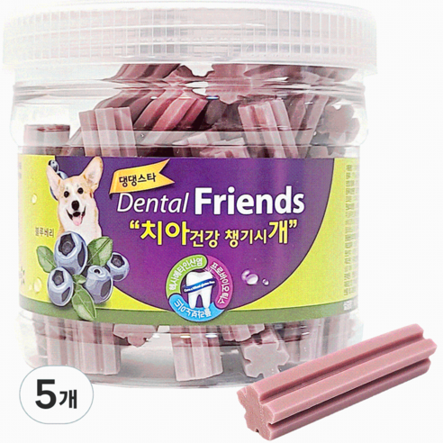 댕댕스타 덴탈프랜즈 강아지 간식, 블루베리, 300g, 5개