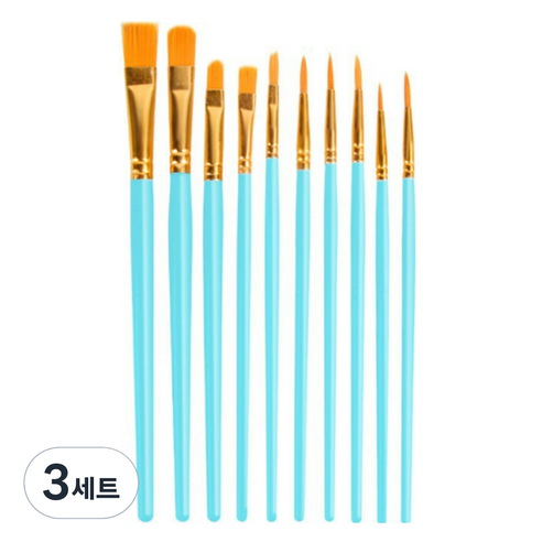 블랙트리 아동용 수채화용 붓 스카이블루 10종 세트, 3세트