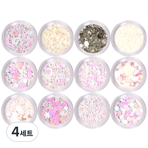 메이브라운 화이트진주스톤 패키지 네일글리터 M10116, 혼합 색상, 4세트