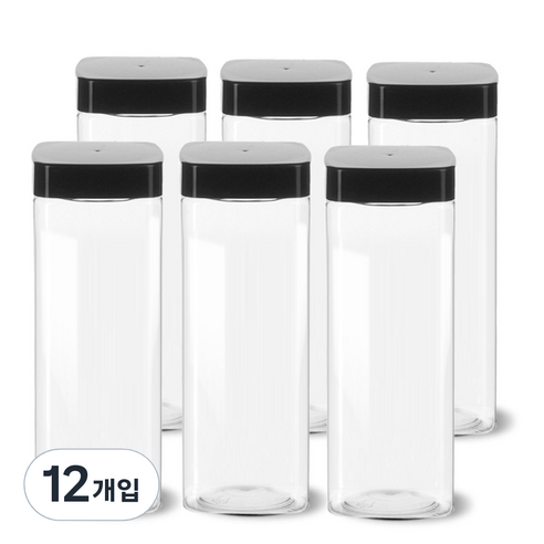팜스용기 팜스사각 밀폐용기 블랙 1200ml, 6개, 본체 + 뚜껑