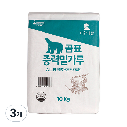 대한제분 곰표 중력 밀가루, 10kg, 3개