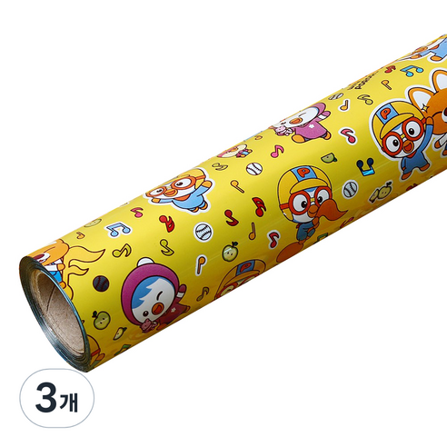 위드 뽀로로 증착롤 포장지 중 37.5cm x 12m, 옐로우, 3개