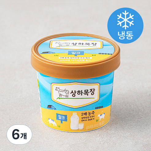 상하목장 컵 아이스크림 밀크 (냉동), 100ml, 1개입, 6개