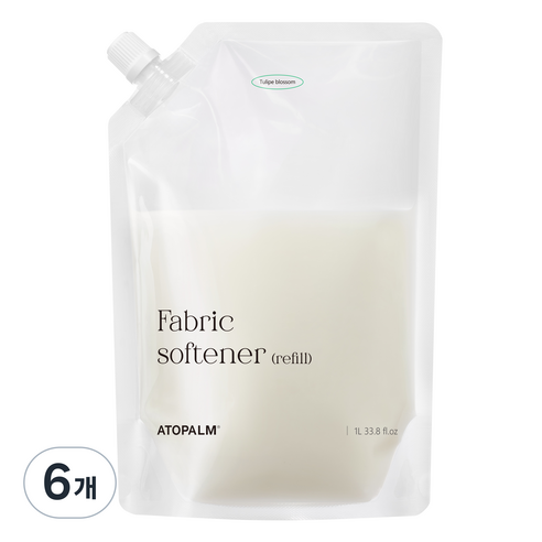 아토팜 섬유유연제 튤립블라썸 리필, 1000ml, 6개