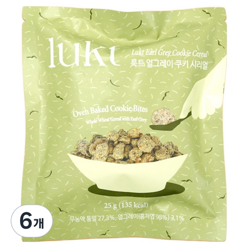 LUKT 얼그레이 쿠키 시리얼, 25g, 6개