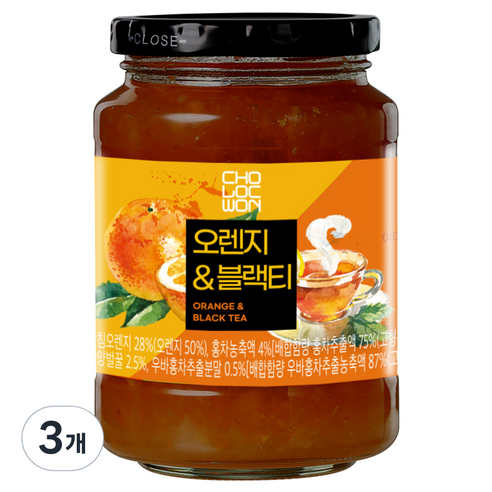 초록원 오렌지 & 블랙티 액상차, 560g, 1개입, 3개