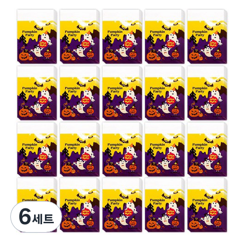 스투피드 할로윈 선물포장 OPP 접착봉투 200p 세트 10 x 14 cm, 펌킨 옐로우, 6세트