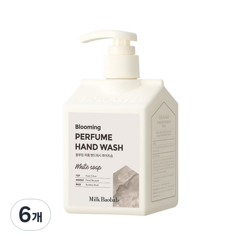 밀크바오밥 블루밍 퍼퓸 핸드워시 화이트솝, 6개, 250ml