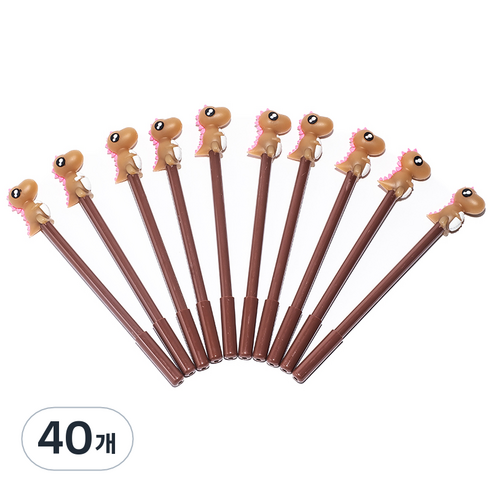 파티팡 캐릭터볼펜 공룡 0.5mm, 브라운, 40개