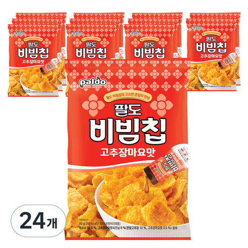 팔도 비빔칩 고추장마요맛, 24개, 80g