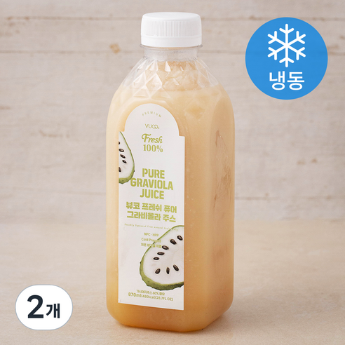 뷰코프레쉬 퓨어 그라비올라 저온 비가열 착즙 주스 (냉동), 870ml, 2개