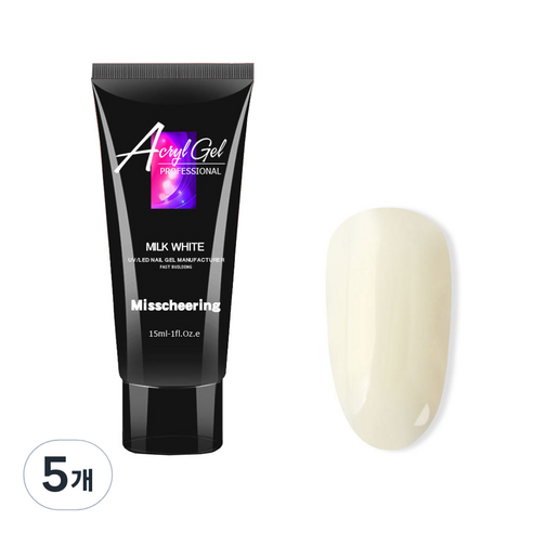네일연장 폴리젤 15ml, 밀크화이트, 5개