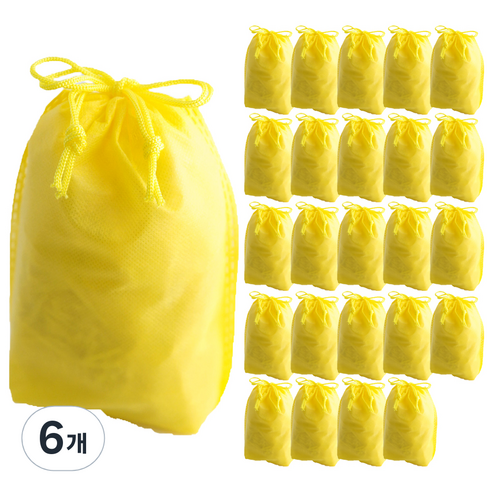 부직포 복주머니 더스트백 12 x 15 cm 25p, 옐로, 6개