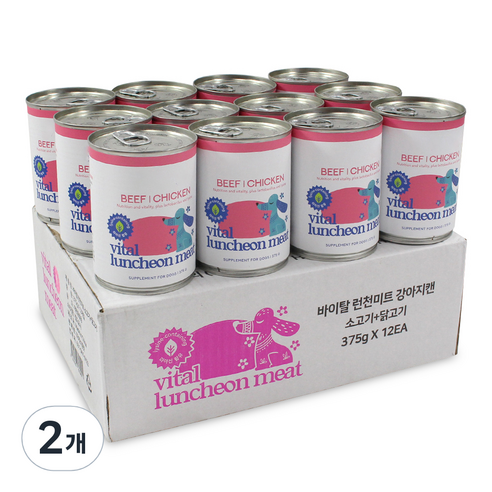 댕냥이라이프 바이탈 런천미트 강아지 간식 12p, 375g, 2개, 소+닭고기