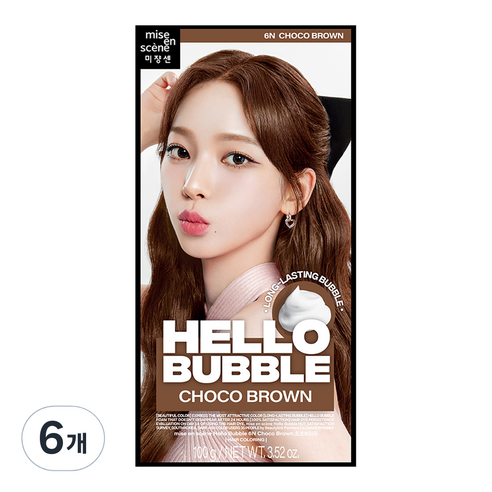 미쟝센 헬로 버블 염색제, 초코브라운, 6개