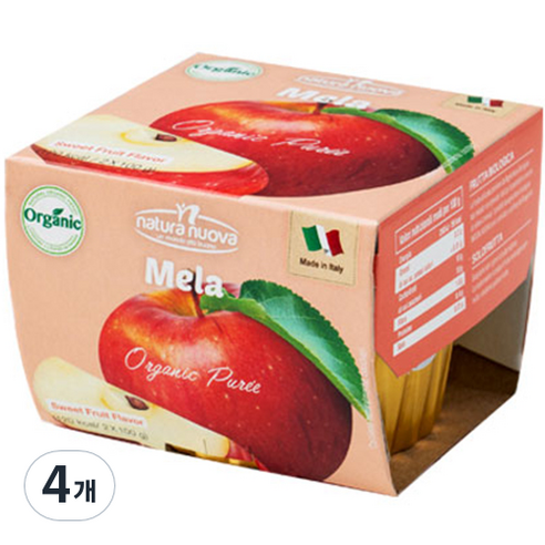 네추럴누바 유기농 생과일 누바 컵퓨레 2p, 사과, 4개, 200g