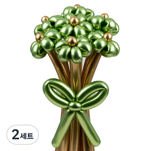 셈퍼텍스 요술풍선 데이지 튤립 꽃다발 만들기 세트, 리플렉스 라임그린, 2세트