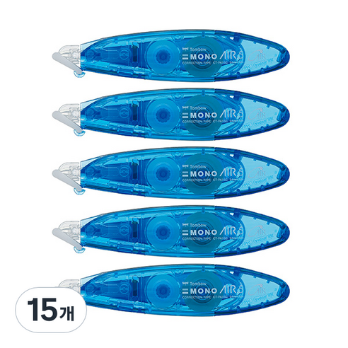 톰보우 모노에어5 펜타입 수정테이프 5mm x 6m, 블루, 15개