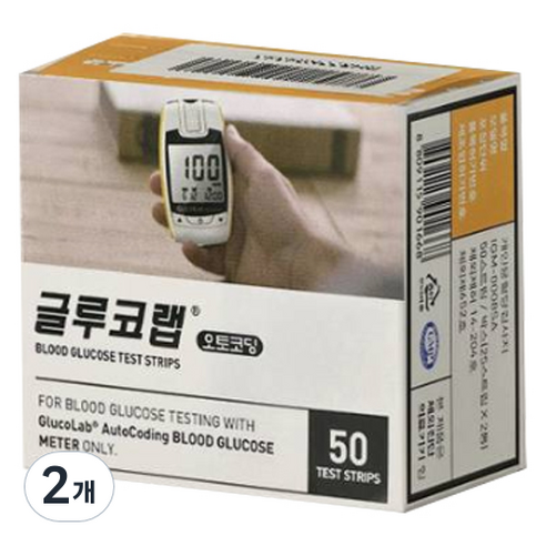 오상헬스케어 글루코랩 개인용혈당검사지, 2개