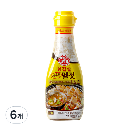 오뚜기 삼겹살 제주식 멜젓 소스, 270g, 6개