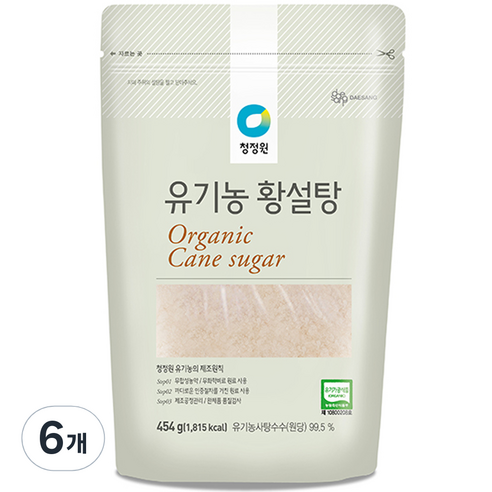 대상 청정원 유기농 황설탕, 454g, 6개