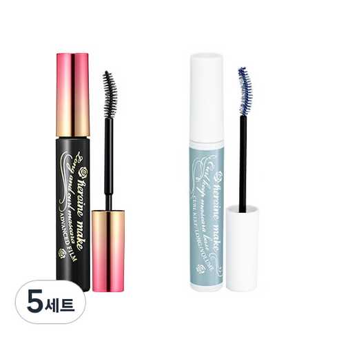 키스미 히로인메이크 롱앤컬 마스카라 어드밴스드 필름 + 컬 킵 마스카라 베이스, 01 딥블랙(마스카라), 5세트