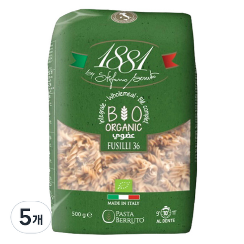 1881 유기농 통밀 푸실리, 500g, 5개