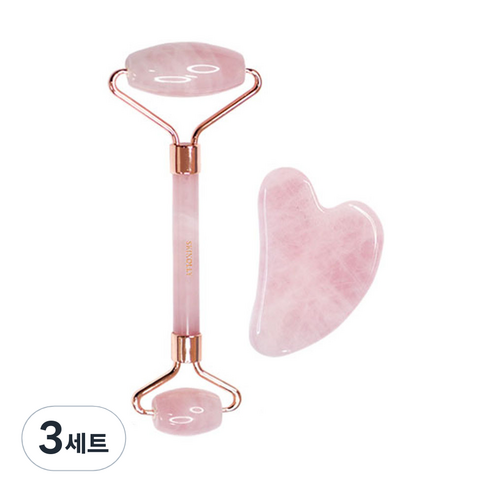 스킨올리 로즈쿼츠 페이스롤러 + 하트 괄사, 3세트, 혼합색상