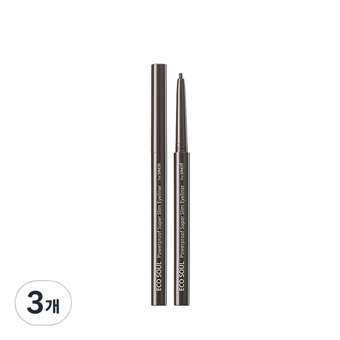 더샘 에코 소울 파워프루프 초슬림 아이라이너 0.1g, 애쉬 블랙, 3개