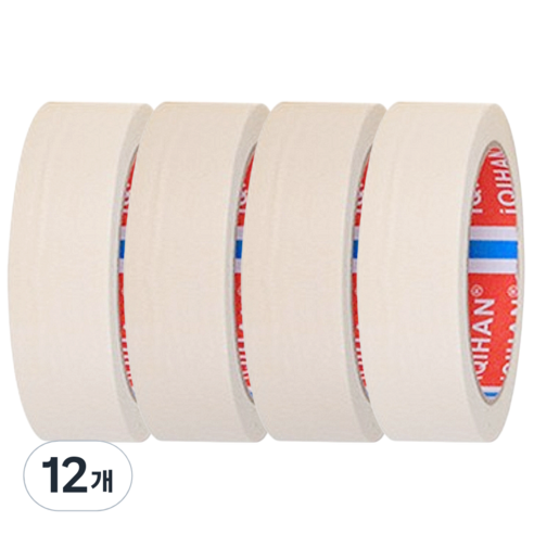 디파워샵 단색 종이 마스킹 테이프 40mm x 20m, 아이보리, 12개