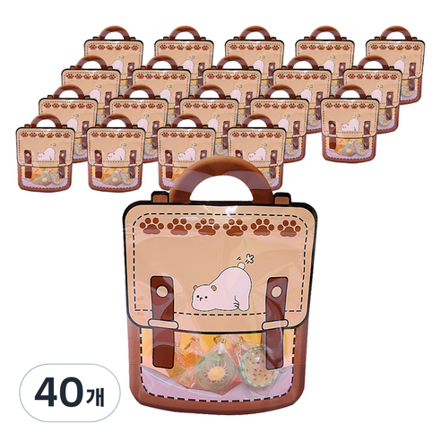 세븐집 답례 구디백 반투명 손잡이 쇼핑백 대, 브라운, 40개