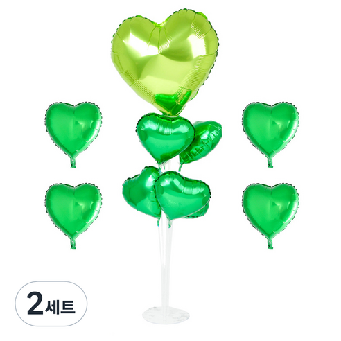 파티쇼 풍선꽂이장식세트 70cm, 하트라임그린, 2세트
