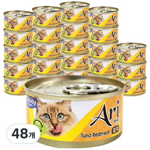 테비토퍼 아리 고양이 간식캔 생선 80g, 참치, 48개